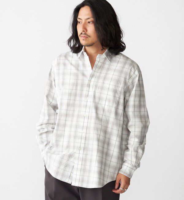 SHIPS「SHIPS: コットンビエラ チェック レギュラーカラー シャツ」|シャツ・ブラウス|グレー