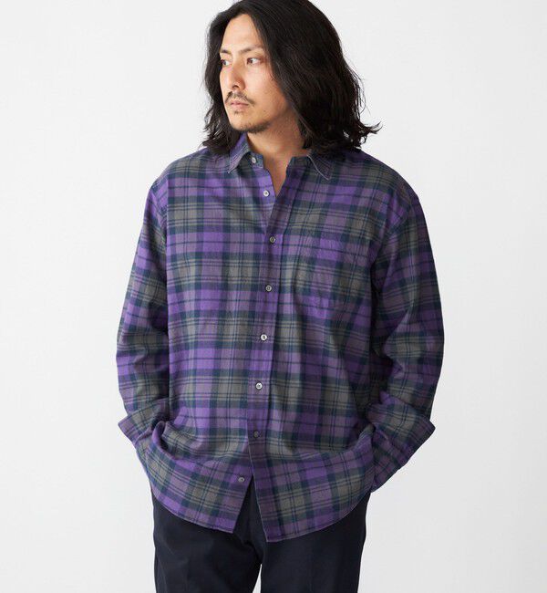 SHIPS「SHIPS: コットンビエラ チェック レギュラーカラー シャツ」|シャツ・ブラウス|バイオレット