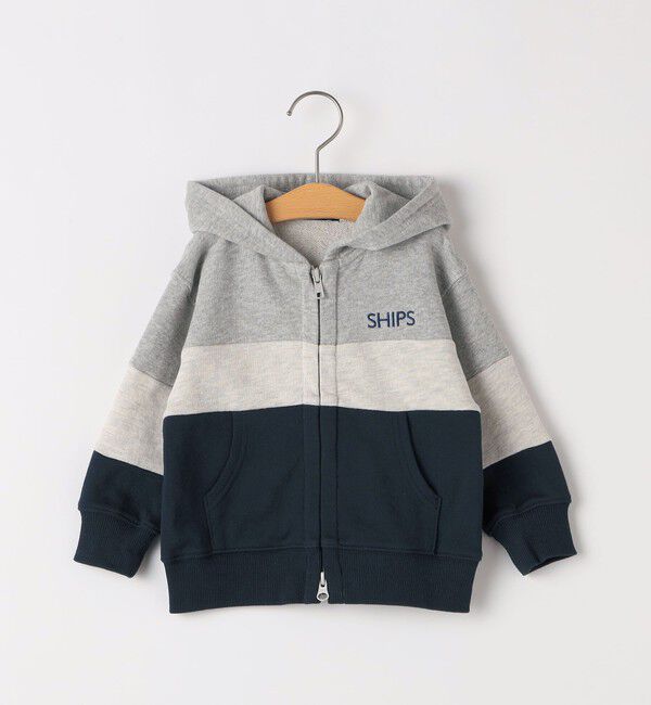 SHIPS KIDS「SHIPS KIDS:80～90cm / ロゴ フード ジップ パーカ」|パーカー|ヘザーグレー
