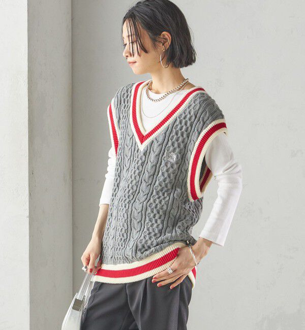 SHIPS for women「【SHIPS別注】LOGAN KNITTING MILLS: チルデン Vネック ベスト」|ベスト・ジレ|