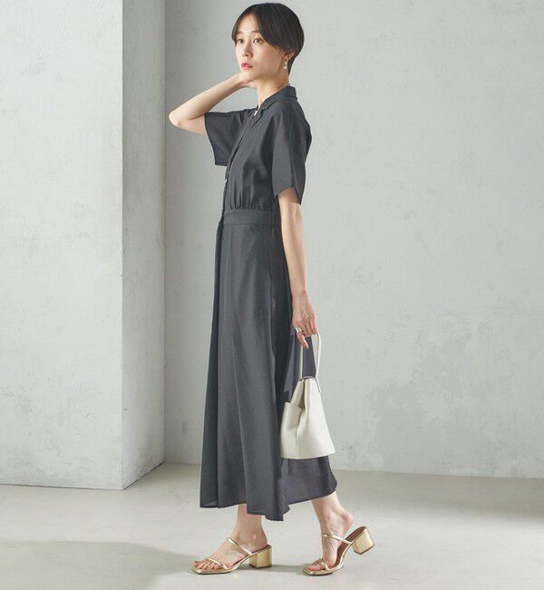 SHIPS for women「〈手洗い可能〉フロント ボタン 半袖 シャツ ワンピース」|ワンピース|