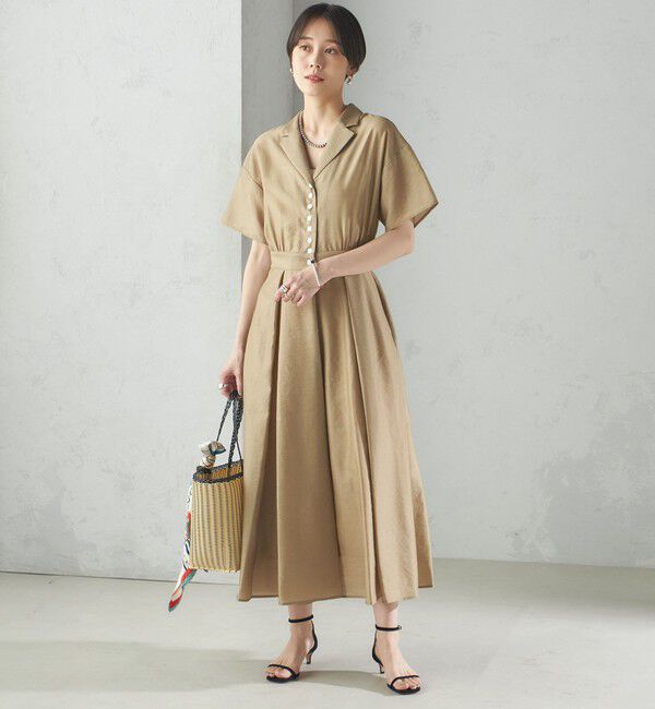 SHIPS for women「〈手洗い可能〉フロント ボタン 半袖 シャツ ワンピース」|ワンピース|