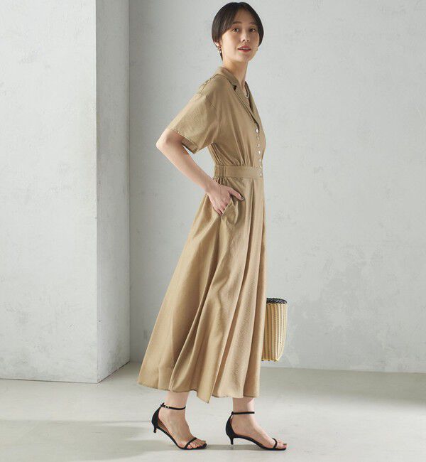 SHIPS for women「〈手洗い可能〉フロント ボタン 半袖 シャツ ワンピース」|ワンピース|