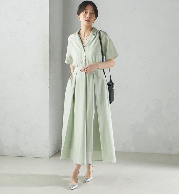 SHIPS for women「〈手洗い可能〉フロント ボタン 半袖 シャツ ワンピース」|ワンピース|