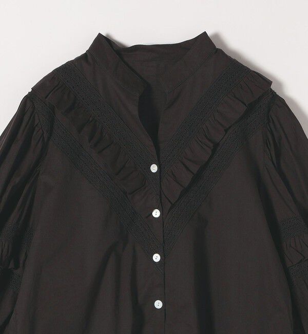 quaranciel「quaranciel:〈洗濯機可能〉コットン レース ライン フリル パフスリーブ ブラウス」|シャツ・ブラウス|