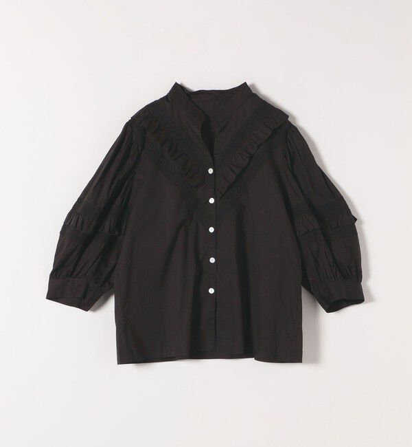 quaranciel「quaranciel:〈洗濯機可能〉コットン レース ライン フリル パフスリーブ ブラウス」|シャツ・ブラウス|