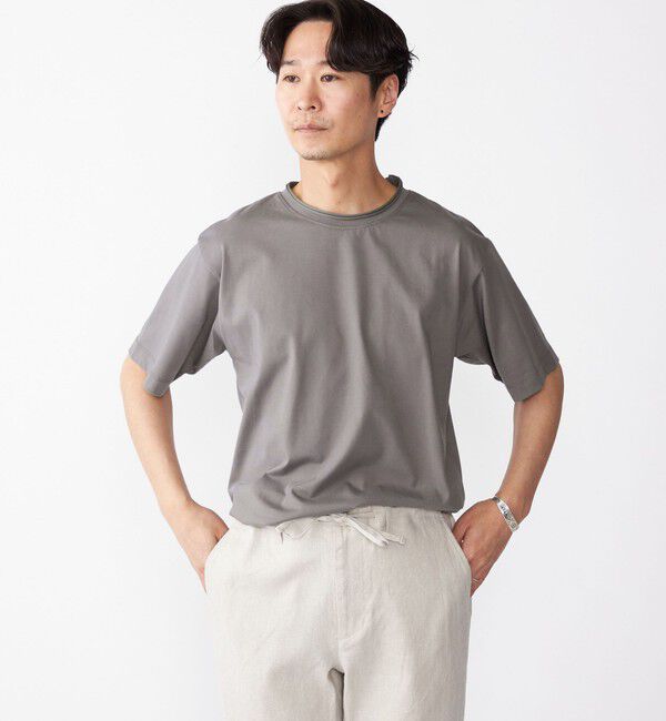 SHIPS「SHIPS: COOLMAX(R) ロールネック ソリッド Tシャツ」|Tシャツ・カットソー|グレー
