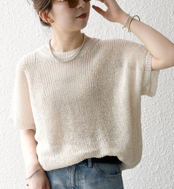 SHIPS any「《予約》SHIPS any:〈手洗い可能〉ギマ  ワイド フレンチ シアー ニット プルオーバー」|ニット・セーター|