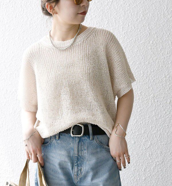 SHIPS any「《予約》SHIPS any:〈手洗い可能〉ギマ  ワイド フレンチ シアー ニット プルオーバー」|ニット・セーター|