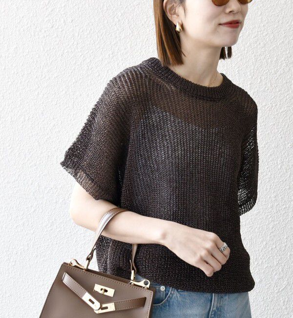 SHIPS any「《予約》SHIPS any:〈手洗い可能〉ギマ  ワイド フレンチ シアー ニット プルオーバー」|ニット・セーター|