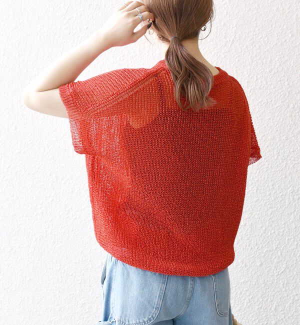 SHIPS any「《予約》SHIPS any:〈手洗い可能〉ギマ  ワイド フレンチ シアー ニット プルオーバー」|ニット・セーター|オレンジ