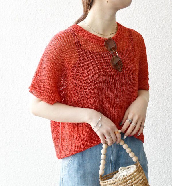 SHIPS any「《予約》SHIPS any:〈手洗い可能〉ギマ  ワイド フレンチ シアー ニット プルオーバー」|ニット・セーター|