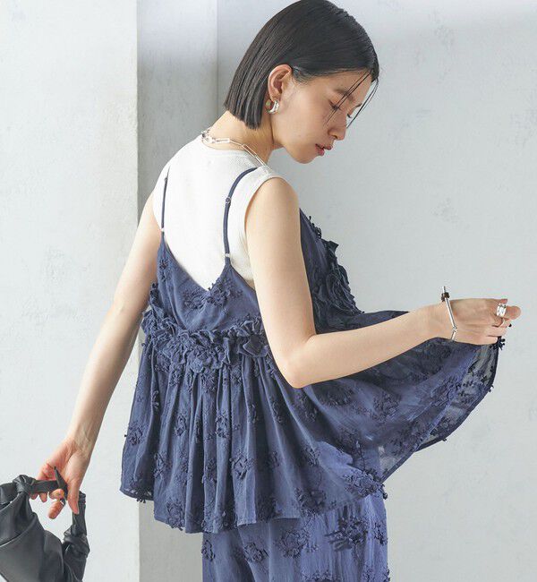 SHIPS for women「【SHIPS別注】crinkle crinkle crinkle:3D エンブロイダリー キャミ」|キャミソール|