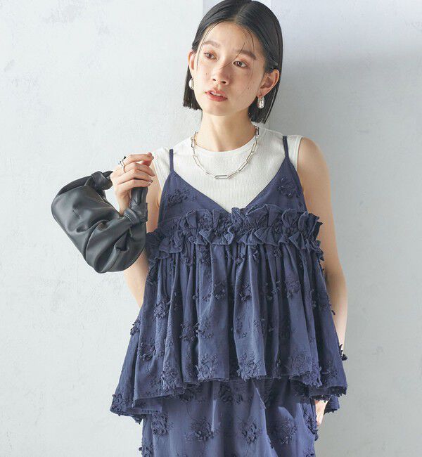 SHIPS for women「【SHIPS別注】crinkle crinkle crinkle:3D エンブロイダリー キャミ」|キャミソール|