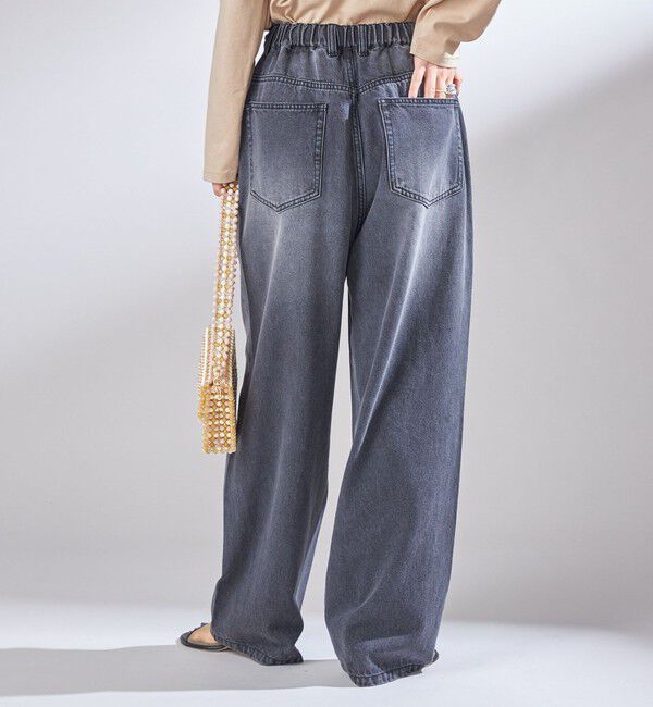 SHIPS for women「〈洗濯機可能〉ドロスト イージー デニム パンツ(ダークグレー)」|デニム|