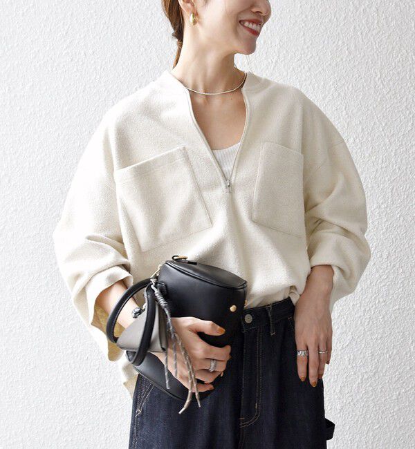 SHIPS any「SHIPS any:〈洗濯機可能〉フリース ライク ハーフジップ ポケット プルオーバー」|Tシャツ・カットソー|