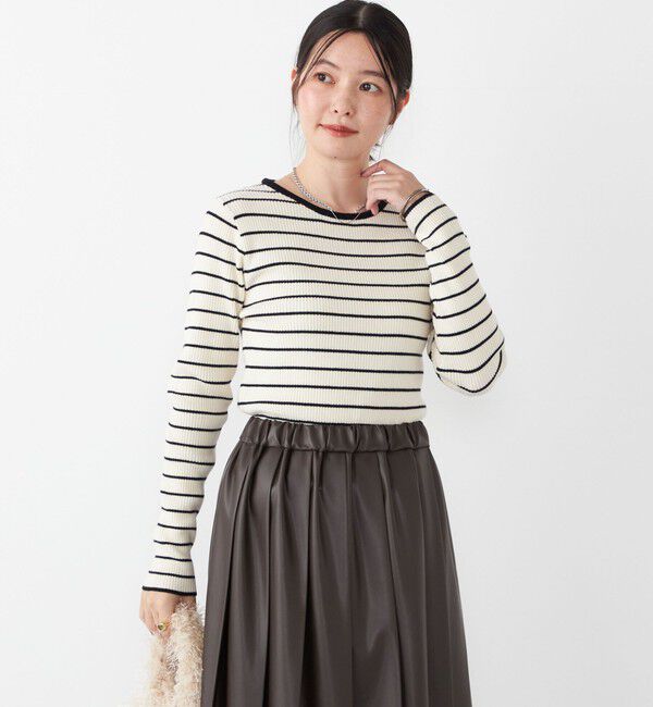 SHIPS Colors 「SHIPS Colors:〈手洗い可〉ボーダー リブ クルーネック ニット◇」|ニット・セーター|