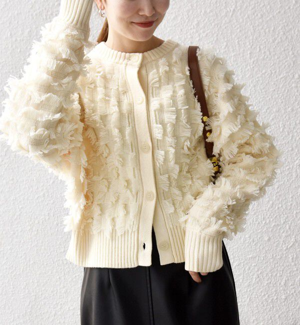 SHIPS any「SHIPS any:〈手洗い可能〉フリンジ デザイン ドルマン ニット カーディガン」|カーディガン|ホワイト