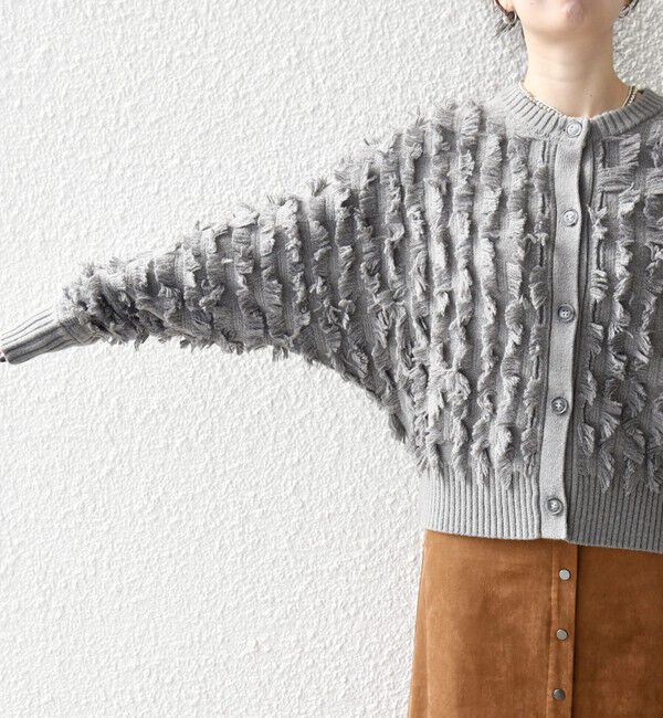 SHIPS any「SHIPS any:〈手洗い可能〉フリンジ デザイン ドルマン ニット カーディガン」|カーディガン|