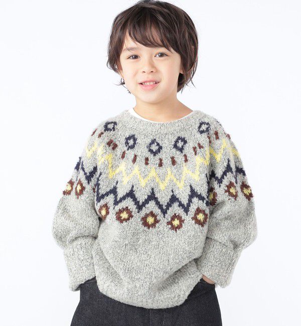 SHIPS KIDS「SHIPS KIDS:100～130cm /〈洗濯機可能〉フェアアイル柄 ニット」|ニット・セーター|
