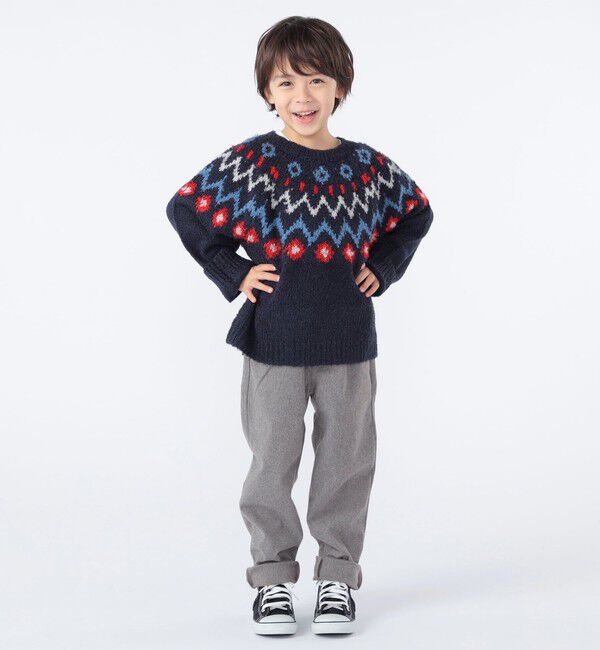 SHIPS KIDS「SHIPS KIDS:100～130cm /〈洗濯機可能〉フェアアイル柄 ニット」|ニット・セーター|