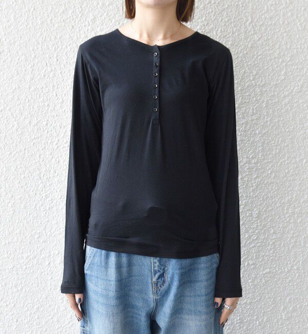 SHIPS any「SHIPS any:〈手洗い可能〉シアー コットン ヘンリーネック プルオーバー」|Tシャツ・カットソー|