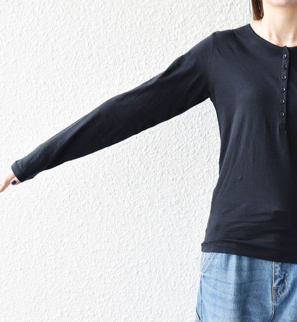 SHIPS any「SHIPS any:〈手洗い可能〉シアー コットン ヘンリーネック プルオーバー」|Tシャツ・カットソー|