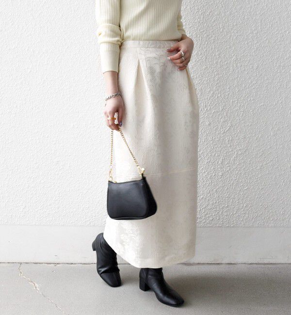 SHIPS any「SHIPS any:〈手洗い可能〉フラワー ジャカード Iライン タック スカート」|スカート|ナチュラル