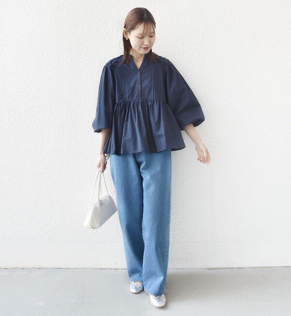 SHIPS for women「【WEB限定】〈手洗い可能〉ショルダー 刺繍 タック ブラウス」|シャツ・ブラウス|