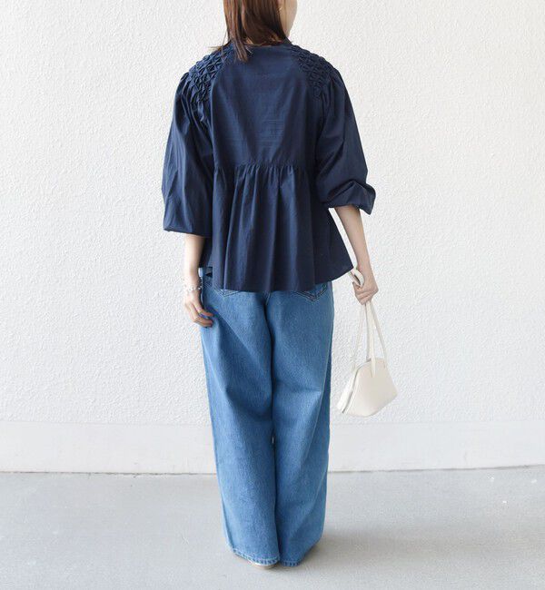 SHIPS for women「【WEB限定】〈手洗い可能〉ショルダー 刺繍 タック ブラウス」|シャツ・ブラウス|