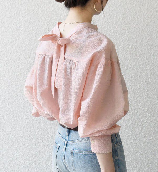 SHIPS any「SHIPS any:〈洗濯機可能〉サッカー バック リボン 配色 シャツ ブラウス」|シャツ・ブラウス|