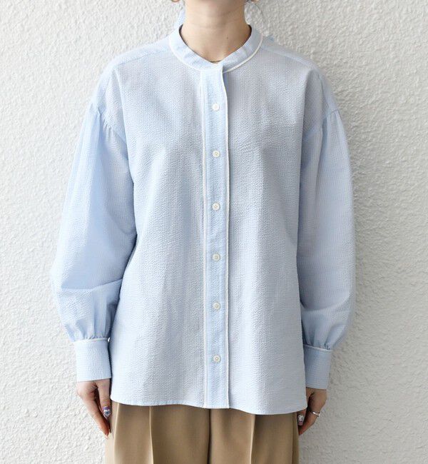 SHIPS any「SHIPS any:〈洗濯機可能〉サッカー バック リボン 配色 シャツ ブラウス」|シャツ・ブラウス|