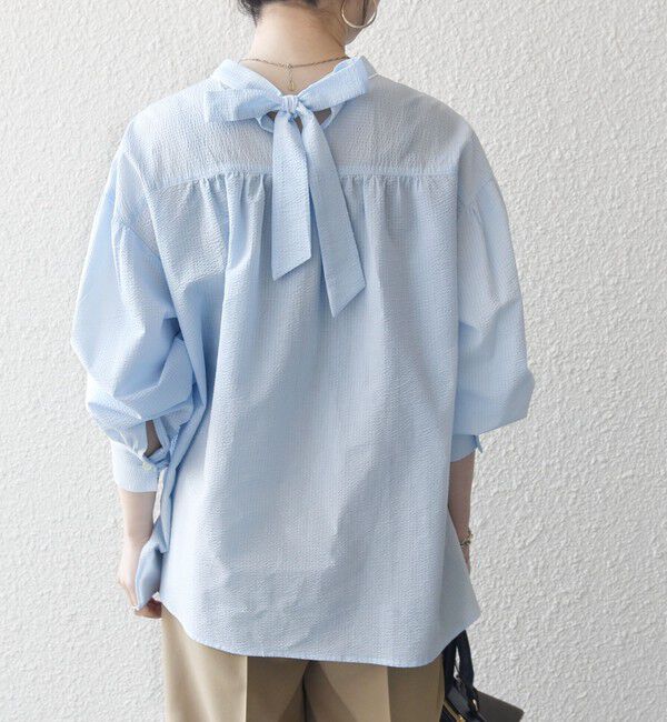 SHIPS any「SHIPS any:〈洗濯機可能〉サッカー バック リボン 配色 シャツ ブラウス」|シャツ・ブラウス|