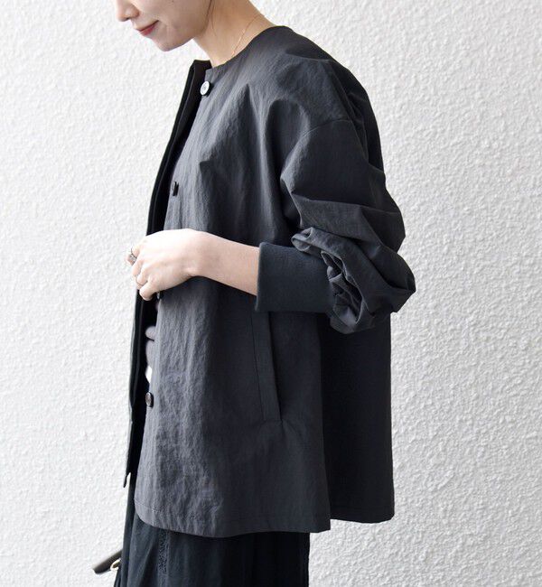 SHIPS any「SHIPS any:〈洗濯機可能〉ナイロン タスラン ノーカラー Aライン ブルゾン」|ブルゾン・スタジャン|