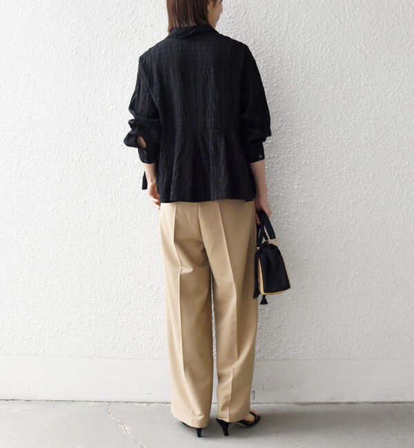 SHIPS any「《予約》SHIPS any:〈手洗い可能〉シアー チェック レギュラーカラー ペプラム シャツ」|シャツ・ブラウス|