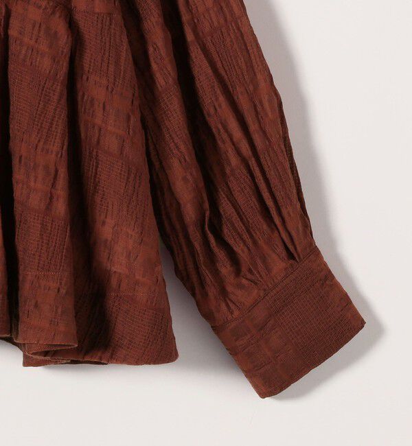 SHIPS any「《予約》SHIPS any:〈手洗い可能〉シアー チェック レギュラーカラー ペプラム シャツ」|シャツ・ブラウス|