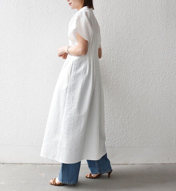 SHIPS any「《予約》SHIPS any:〈手洗い可能〉サッカー フレンチ スリーブ シャツ ワンピース」|ワンピース|