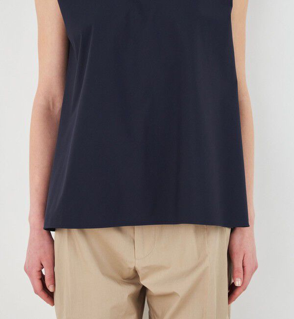 DES PRES「コットンストレッチポプリン ノースリーブブラウス」|シャツ・ブラウス|