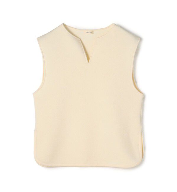 DES PRES「レーヨンナイロンダブルフェイス スリットネックプルオーバー」|ニット・セーター|11 ホワイト