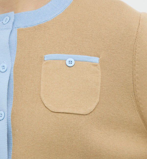 CABaN「コットンカシミヤ バイカラークルーネックカーディガン」|カーディガン|