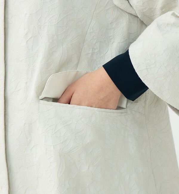 Ballsey「ボタニカルジャカード トラペーズコート」|ノーカラーコート|