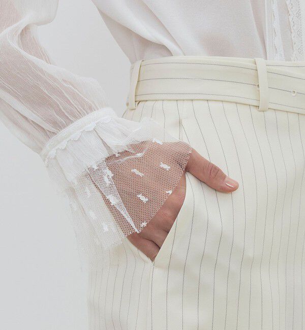 DES PRES「ウールドスキン ベルデッドストレートスカート」|タイト|