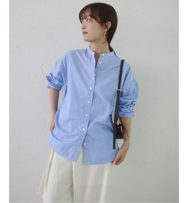 SLOBE IENA「《追加》ROYAL NAVY/ロイヤルネイビー SLOBE別注 バンドカラーシャツ」|シャツ・ブラウス|