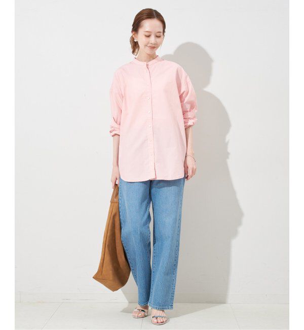 SLOBE IENA「《追加》ROYAL NAVY/ロイヤルネイビー SLOBE別注 バンドカラーシャツ」|シャツ・ブラウス|