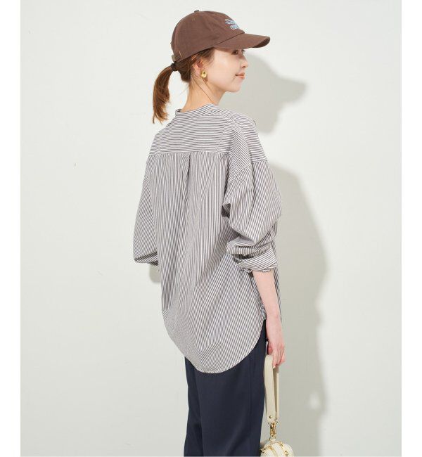 SLOBE IENA「《追加》ROYAL NAVY/ロイヤルネイビー SLOBE別注 バンドカラーシャツ」|シャツ・ブラウス|