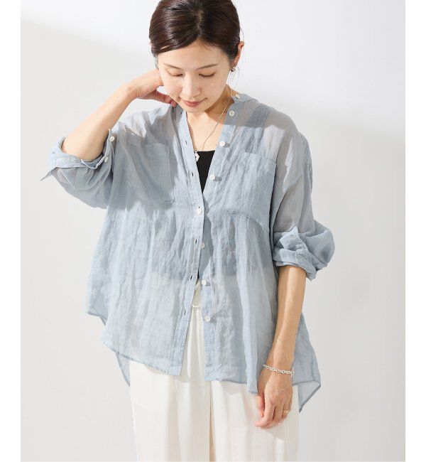 IENA「《追加》ラミーバンドカラーシャツ」|シャツ・ブラウス|サックスブルー B