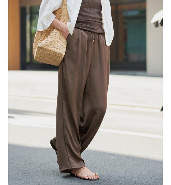 IENA「サテンリラックスパンツ」|その他|ブラウン
