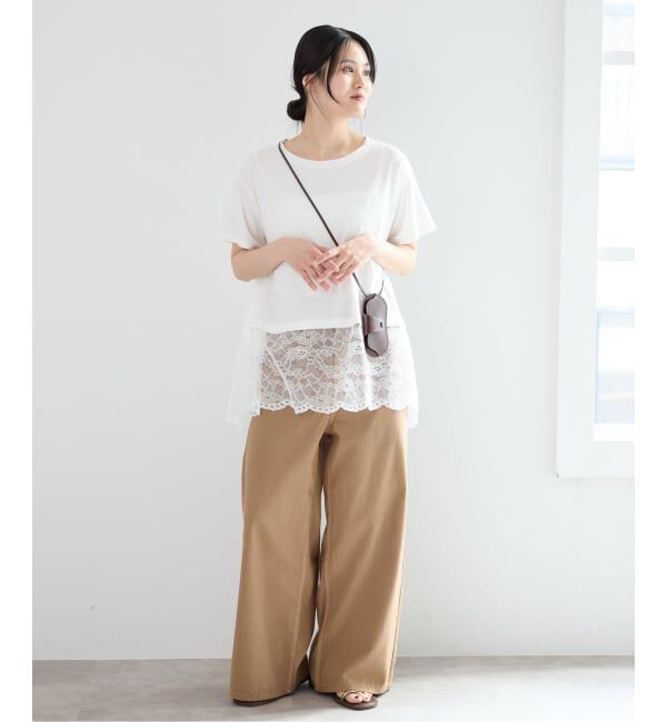 IENA「レースコンビTシャツ」|Tシャツ・カットソー|