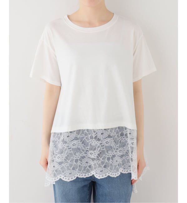 IENA「レースコンビTシャツ」|Tシャツ・カットソー|