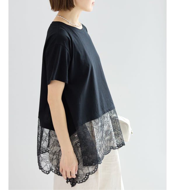 IENA「レースコンビTシャツ」|Tシャツ・カットソー|